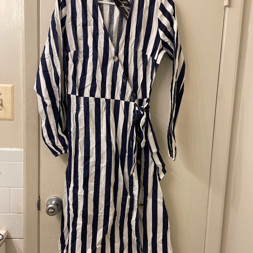 Striped button down dress